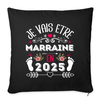 Je vais être marraine en 2025 cadeau marraine 2025 - Housse de coussin décorative 45 x 45 cm - noir - Devant
