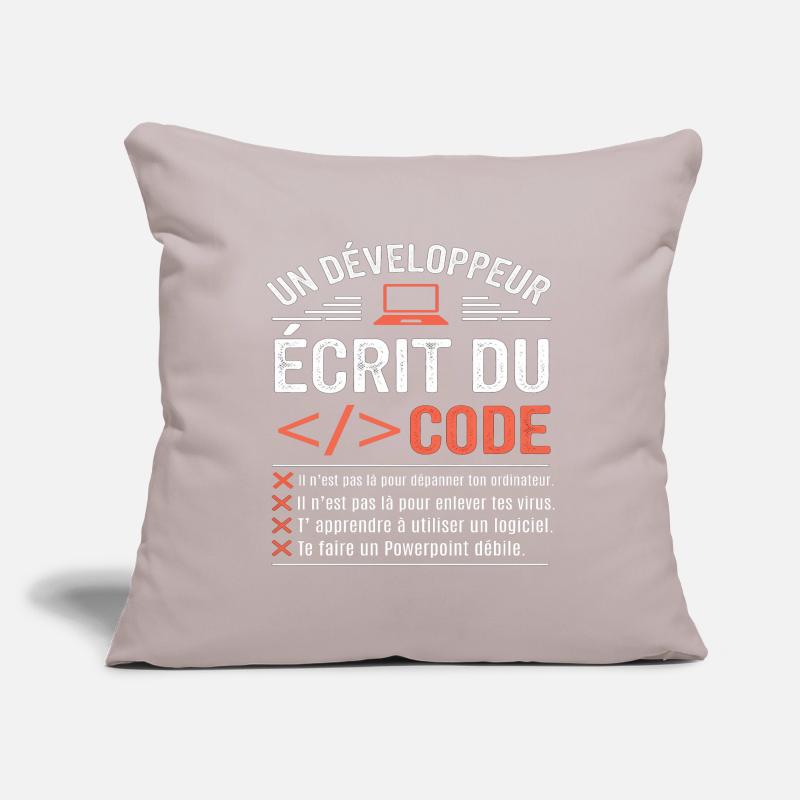 Un développeur écrit du code humour programmation Housse de coussin décorative 45 x 45 cm