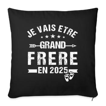 Grand Frère 2025 Cadeau Annonce Naissance 2025 - Housse de coussin décorative 45 x 45 cm - noir - Devant