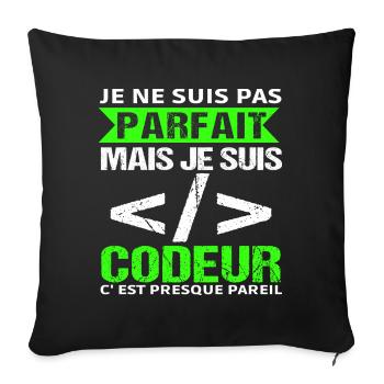 Humour Geek Cadeau Développeur Codeur Programmeur - Housse de coussin décorative 45 x 45 cm - noir - Devant