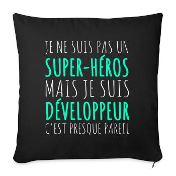 Humour Geek Cadeau Développeur Codeur Programmeur - Housse de coussin décorative 45 x 45 cm - noir - Devant