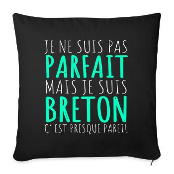 Je Suis Breton Humour Bretagne Cadeau - Housse de coussin décorative 45 x 45 cm - noir - Devant