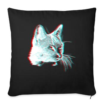 Cat 3D Effect Glitch Deception Gift - Sofa pillowcase 17,3'' x 17,3'' (45 x 45 cm) - black - Front