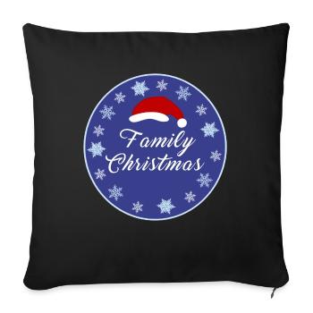 Christmas hat, snow stars, circle, Christmas - Sofa pillowcase 17,3'' x 17,3'' (45 x 45 cm) - black - Front