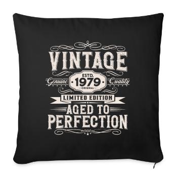 Vintage 1979 Vintage né cadeau d’anniversaire - Housse de coussin décorative 45 x 45 cm - noir - Devant