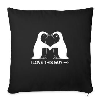 Two cute penguins who love each other. - Sofa pillowcase 17,3'' x 17,3'' (45 x 45 cm) - black - Front