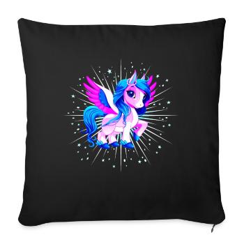 Einhorn Pink Pegasus - Sofakissenbezug 45 x 45 cm - Schwarz - Vorne