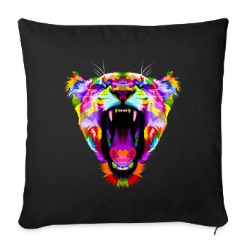 Tiger Predator Big Cat Polygon Colorful Gift - Sofa pillowcase 17,3'' x 17,3'' (45 x 45 cm) - black - Front