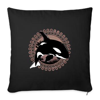 Orca killer whale - Sofa pillowcase 17,3'' x 17,3'' (45 x 45 cm) - black - Front