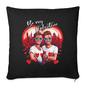 Idée de Saint-Valentin gay LGBT pour les gays - Housse de coussin décorative 45 x 45 cm - noir - Devant