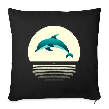 Dolphin in the jump - Sofa pillowcase 17,3'' x 17,3'' (45 x 45 cm) - black - Front