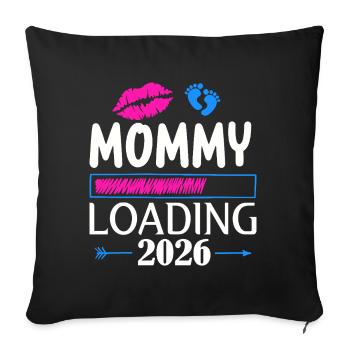 Mommy Loading Annonce de grossesse 2026 - Housse de coussin décorative 45 x 45 cm - noir - Devant