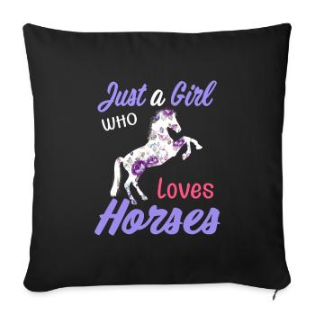 Juste une fille qui aime les chevaux - Housse de coussin décorative 45 x 45 cm - noir - Devant