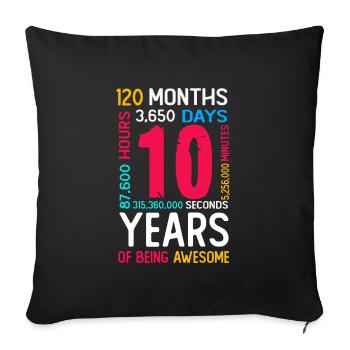10 Jahre Geburtstag 10. Kindergeburtstag - Sofakissenbezug 45 x 45 cm - Schwarz - Vorne
