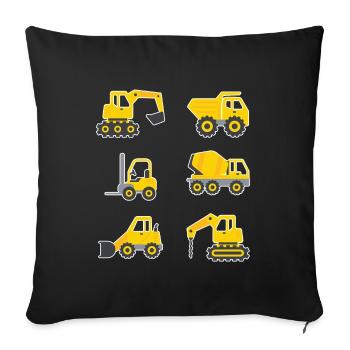 Excavator operator - Sofa pillowcase 17,3'' x 17,3'' (45 x 45 cm) - black - Front