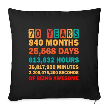 70e anniversaire - Housse de coussin décorative 45 x 45 cm - noir - Devant
