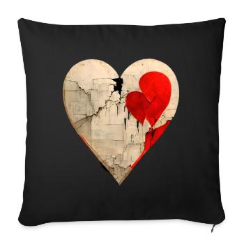 BROKEN HEART - Sofa pillowcase 17,3'' x 17,3'' (45 x 45 cm) - black - Front