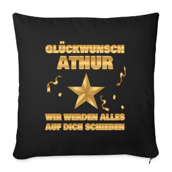 Geschenk für Athur - Sofakissenbezug 45 x 45 cm - Schwarz - Vorne