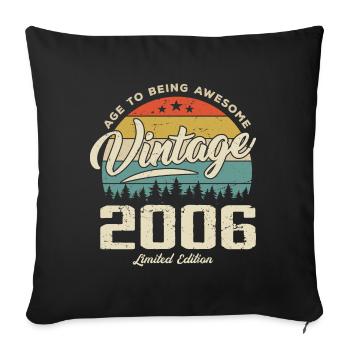 Vintage Retro Style Anniversary Gift 2006 - Sofa pillowcase 17,3'' x 17,3'' (45 x 45 cm) - black - Front