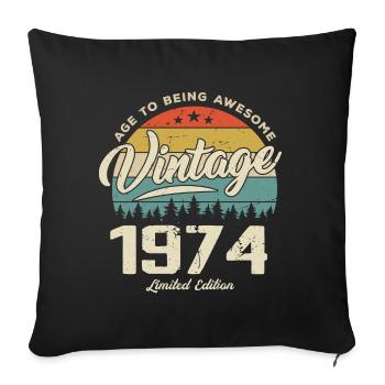 Vintage 1974 Retro Style Anniversary Gift 1974 - Sofa pillowcase 17,3'' x 17,3'' (45 x 45 cm) - black - Front