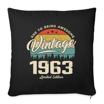 Vintage 1963 Retro Style Anniversary Gift 1963 - Sofa pillowcase 17,3'' x 17,3'' (45 x 45 cm) - black - Front