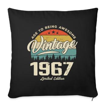 Vintage 1967 Cadeau Anniversaire Style Rétro 1967 - Housse de coussin décorative 45 x 45 cm - noir - Devant