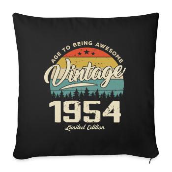 Vintage 1954 Cadeau Anniversaire Style Rétro 1954 - Housse de coussin décorative 45 x 45 cm - noir - Devant