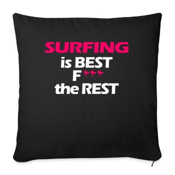 Le surf est la meilleure surfergirl - Housse de coussin décorative 45 x 45 cm - noir - Devant