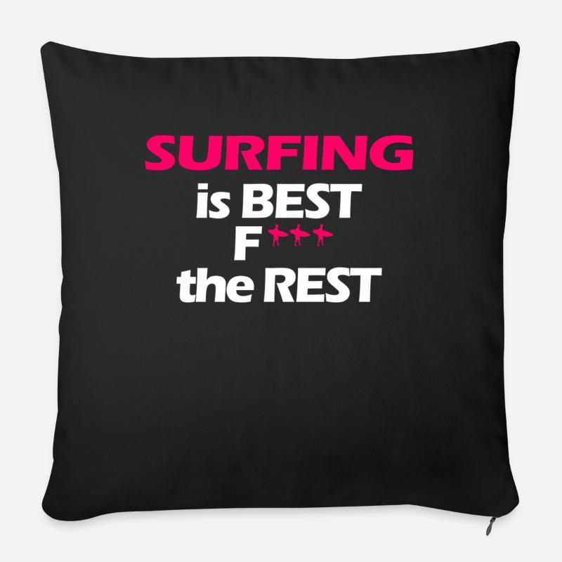 Surfen ist das Beste Surfergirl - Sofakissenbezug 45 x 45 cm - Schwarz
