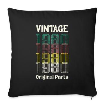 Vintage 1980 Original Parts. 80 Birthday Retro J - Sofa pillowcase 17,3'' x 17,3'' (45 x 45 cm) - black - Front