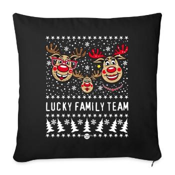 93 LUCKY FAMILY TEAM Papa Mama 1 Kind Winter - Sofakissenbezug 45 x 45 cm - Schwarz - Vorne