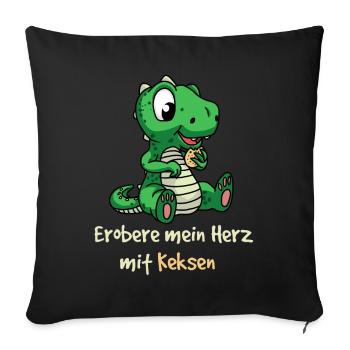 Conquer my heart with cookies Dino kinder Fantasy - Sofa pillowcase 17,3'' x 17,3'' (45 x 45 cm) - black - Front