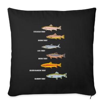 Pêche au poisson | Idée cadeau pêche de poissons - Housse de coussin décorative 45 x 45 cm - noir - Devant