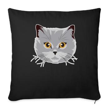 Wunderschöne Britisch Kurzhaar Katze BKH Geschenk - Sofakissenbezug 45 x 45 cm - Schwarz - Vorne
