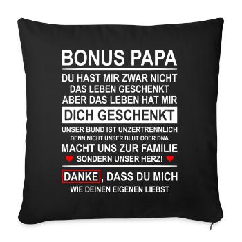 Herren Bonus Papa Leben besser Stiefvater Geschenk - Sofakissenbezug 45 x 45 cm - Schwarz - Vorne