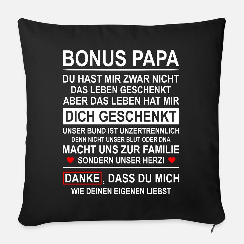 Herren Bonus Papa Leben besser Stiefvater Geschenk - Sofakissenbezug 45 x 45 cm - Schwarz