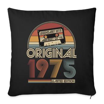 1975 Vintage Anniversaire Rétro Cadeau - Housse de coussin décorative 45 x 45 cm - noir - Devant