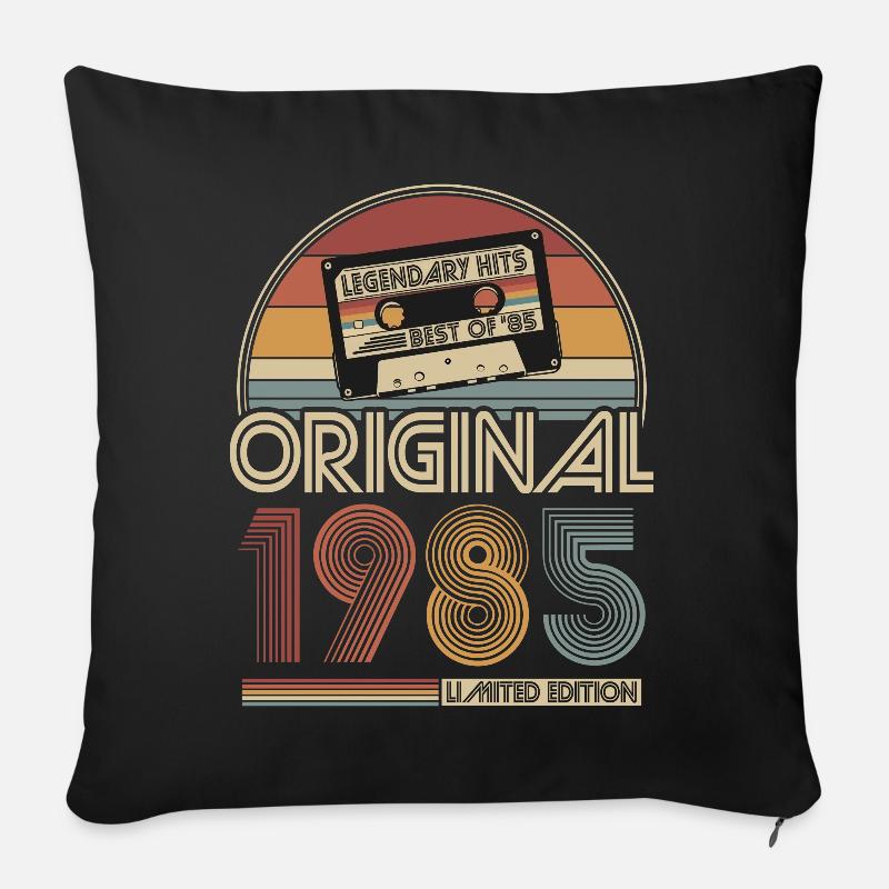 1985 Vintage Anniversaire Rétro Cadeau - Housse de coussin décorative 45 x 45 cm - noir
