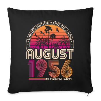 Août 1956 Vintage Anniversaire Rétro Cadeau - Housse de coussin décorative 45 x 45 cm - noir - Devant