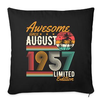 Août 1957 Naissance Anniversaire Rétro - Housse de coussin décorative 45 x 45 cm - noir - Devant