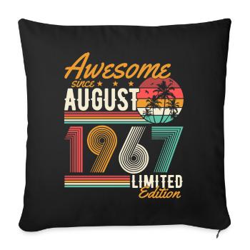 Août 1967 Naissance Anniversaire Rétro - Housse de coussin décorative 45 x 45 cm - noir - Devant