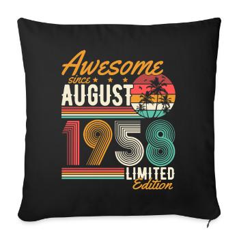 Août 1958 Naissance Anniversaire Rétro - Housse de coussin décorative 45 x 45 cm - noir - Devant
