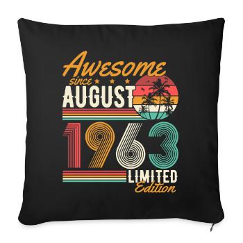 Août 1963 Naissance Anniversaire Rétro - Housse de coussin décorative 45 x 45 cm - noir - Devant