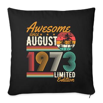 Août 1973 Naissance Anniversaire Rétro - Housse de coussin décorative 45 x 45 cm - noir - Devant