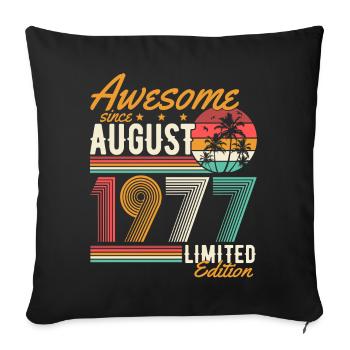 Août 1977 Naissance Anniversaire Rétro - Housse de coussin décorative 45 x 45 cm - noir - Devant