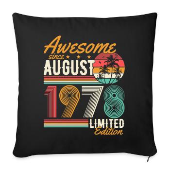 Août 1978 Naissance Anniversaire Rétro - Housse de coussin décorative 45 x 45 cm - noir - Devant