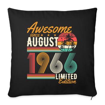 Août 1966 Naissance Anniversaire Rétro - Housse de coussin décorative 45 x 45 cm - noir - Devant