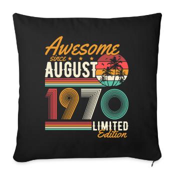 Août 1970 Naissance Anniversaire Rétro - Housse de coussin décorative 45 x 45 cm - noir - Devant