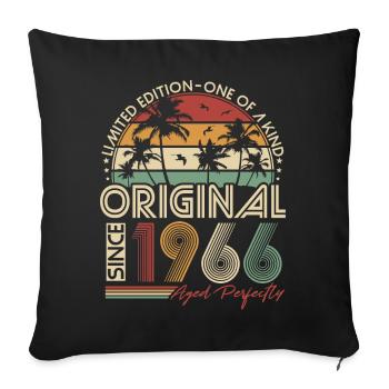 Vintage 1966 Vintage Anniversaire Rétro Cadeau - Housse de coussin décorative 45 x 45 cm - noir - Devant