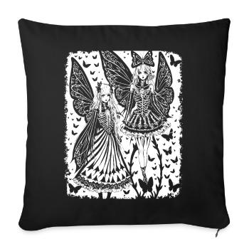 Fairycore Ästhetik Grunge Skelett Fee Goth G - Sofakissenbezug 45 x 45 cm - Schwarz - Vorne